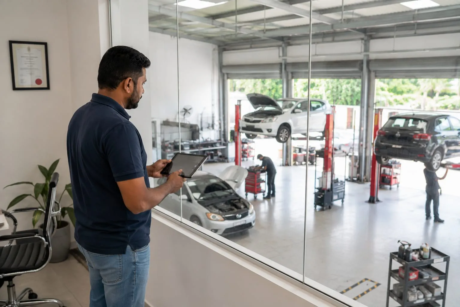 Several garage branches monitored from one dashboard